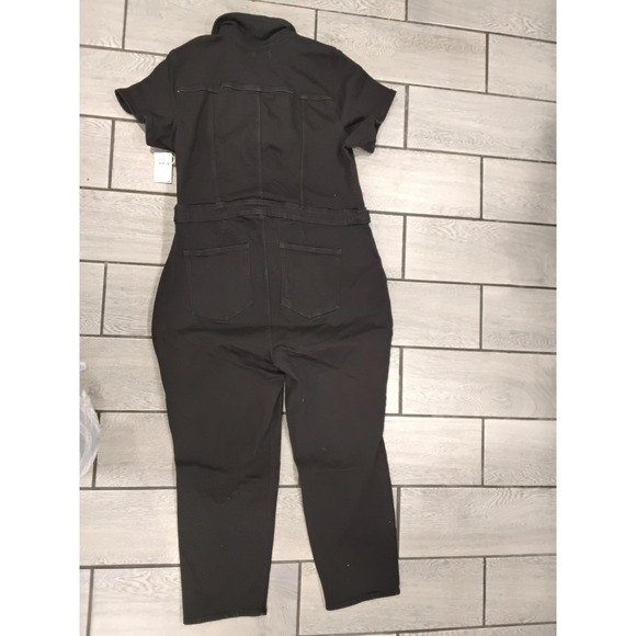 NWT GOOD AMERICAN Utility Jumpsuit Black Short Sleeve Belted Cargo 3XL - Picture 9 of 9